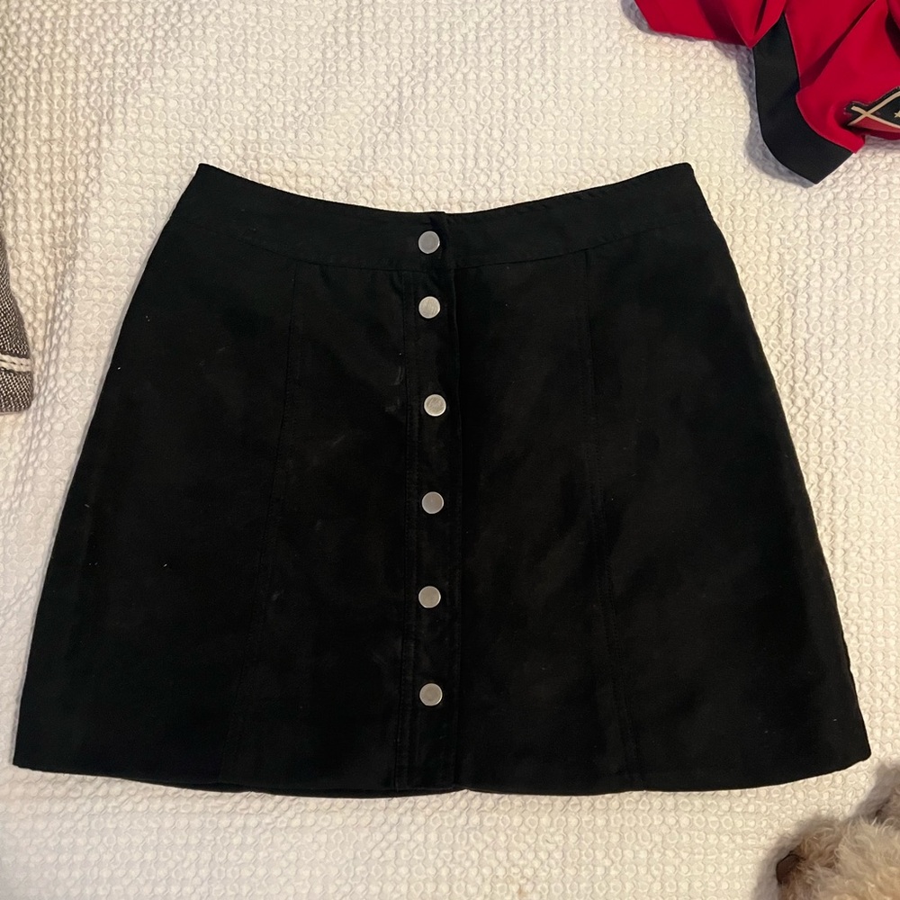 Black suede a-line mini skirt